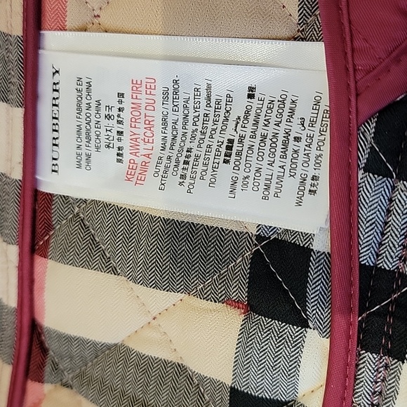Burberry Girls Quilted Jacket Color: Burgundy Size: 10Year - Picture 6 of 10